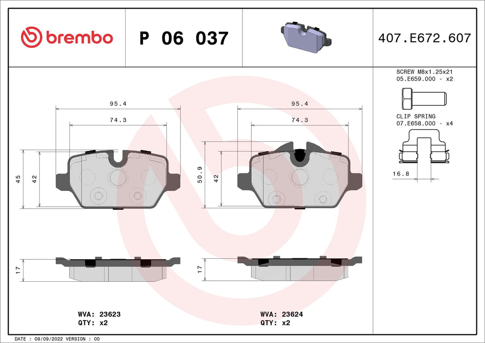 Brake Pad Set, disc brake - P 06 037