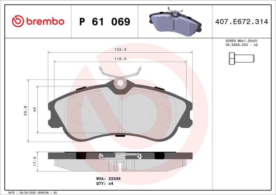 Brake Pad Set, disc brake - P 61 069
