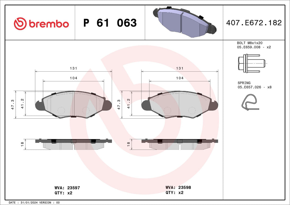 Brake Pad Set, disc brake - P 61 063