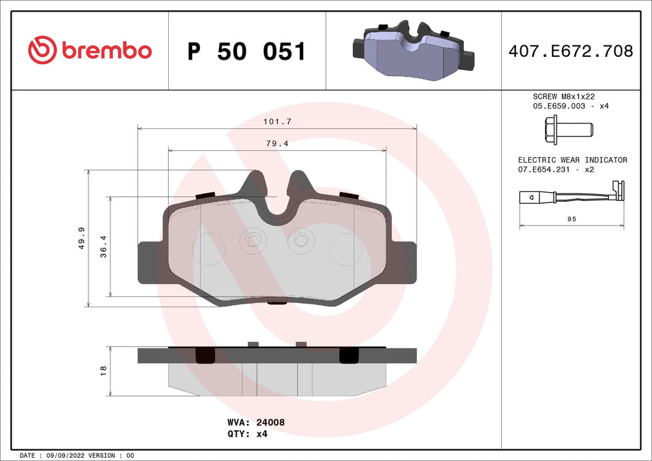 Brake Pad Set, disc brake - P 50 051