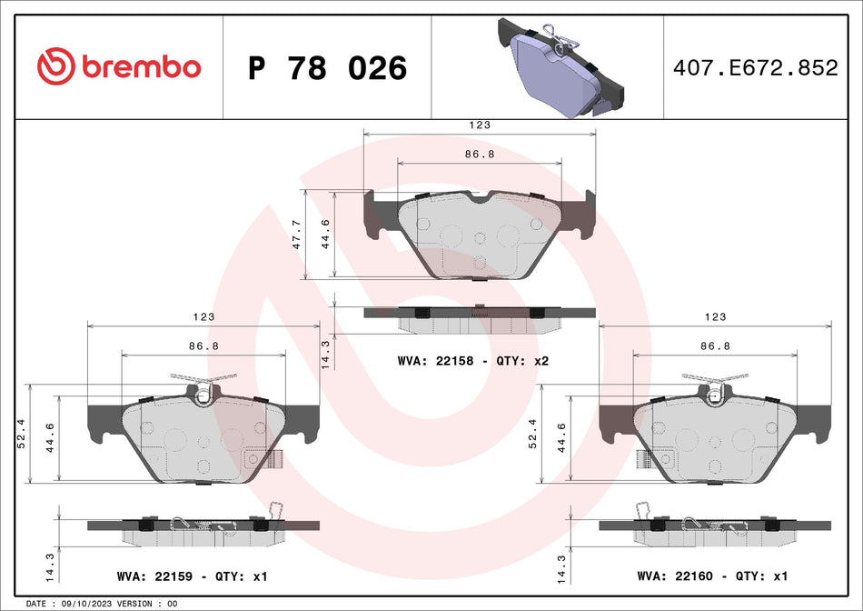 Brake Pad Set, disc brake - P 78 026