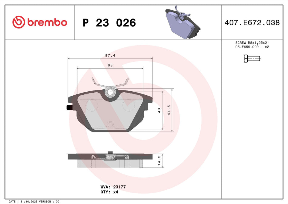 Brake Pad Set, disc brake - P 23 026