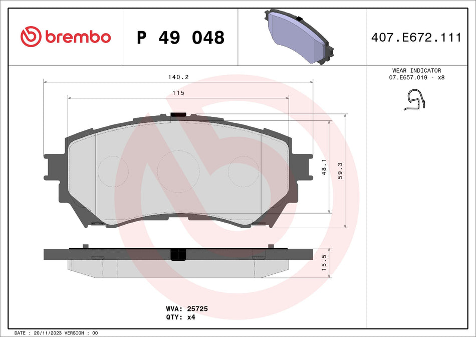 Brake Pad Set, disc brake - P 49 048