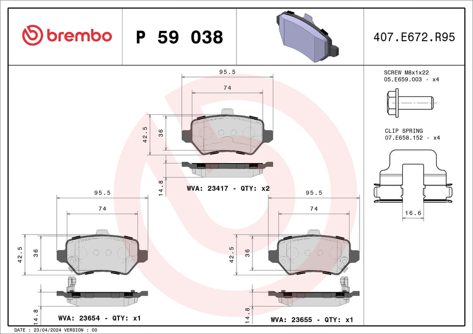 Brake Pad Set, disc brake - P 59 038