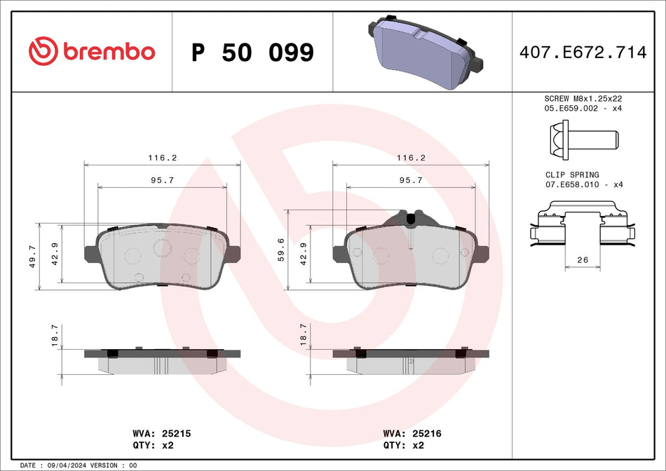 Brake Pad Set, disc brake - P 50 099