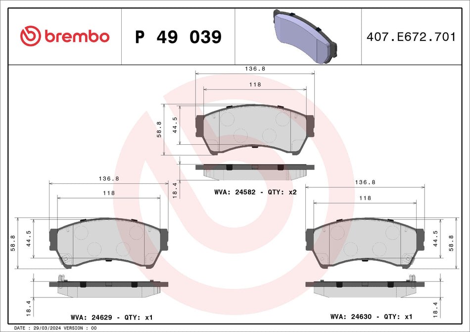 Brake Pad Set, disc brake - P 49 039