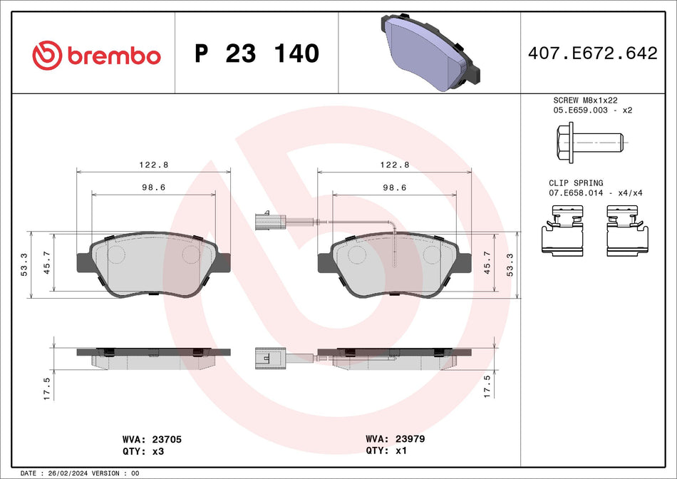 Brake Pad Set, disc brake - P 23 140
