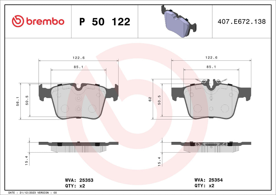 Brake Pad Set, disc brake - P 50 122