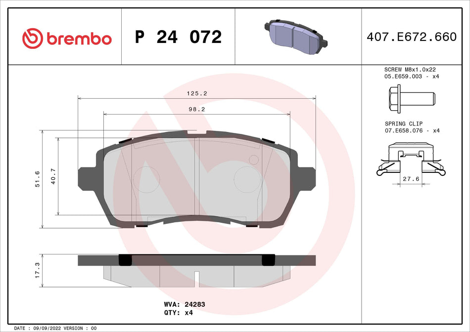Brake Pad Set, disc brake - P 24 072