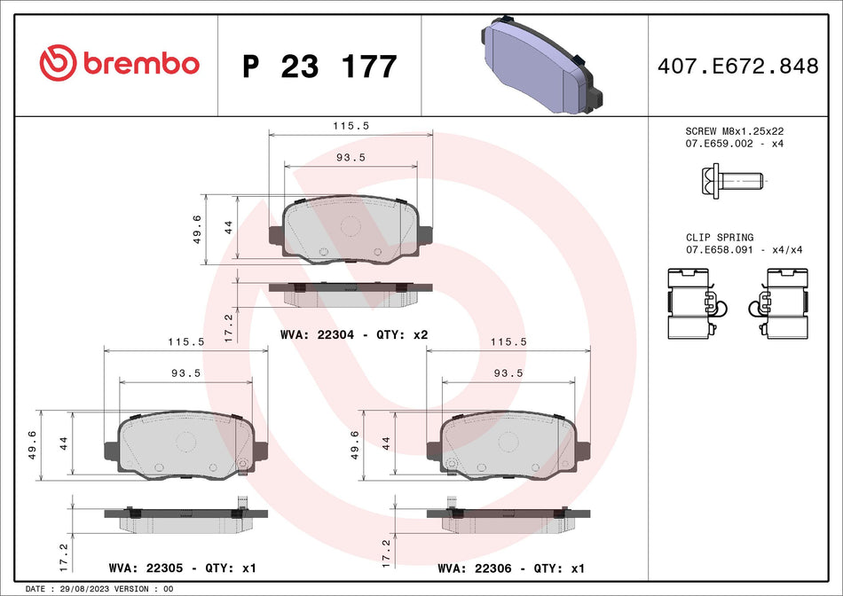 Brake Pad Set, disc brake - P 23 177