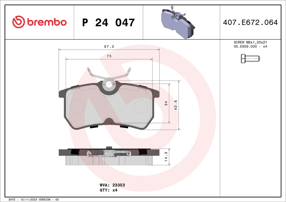 Brake Pad Set, disc brake - P 24 047