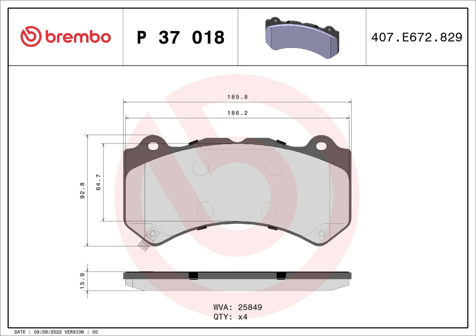 Brake Pad Set, disc brake - P 37 018