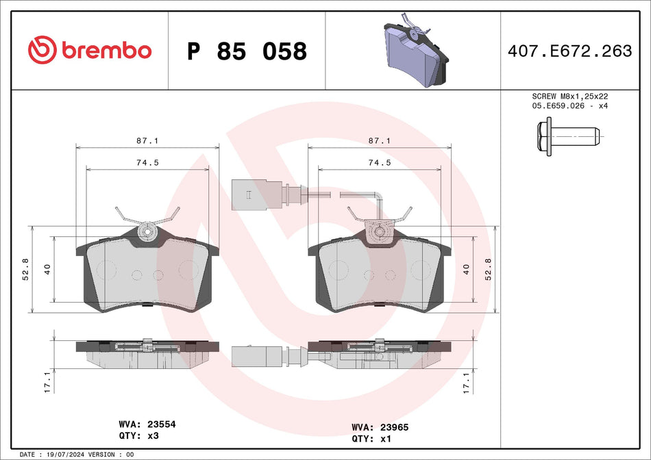 Brake Pad Set, disc brake - P 85 058