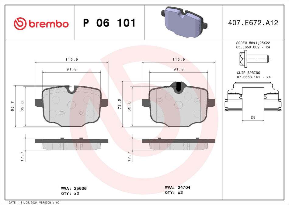 Brake Pad Set, disc brake - P 06 101