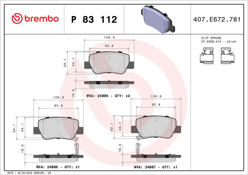 Brake Pad Set, disc brake - P 83 112