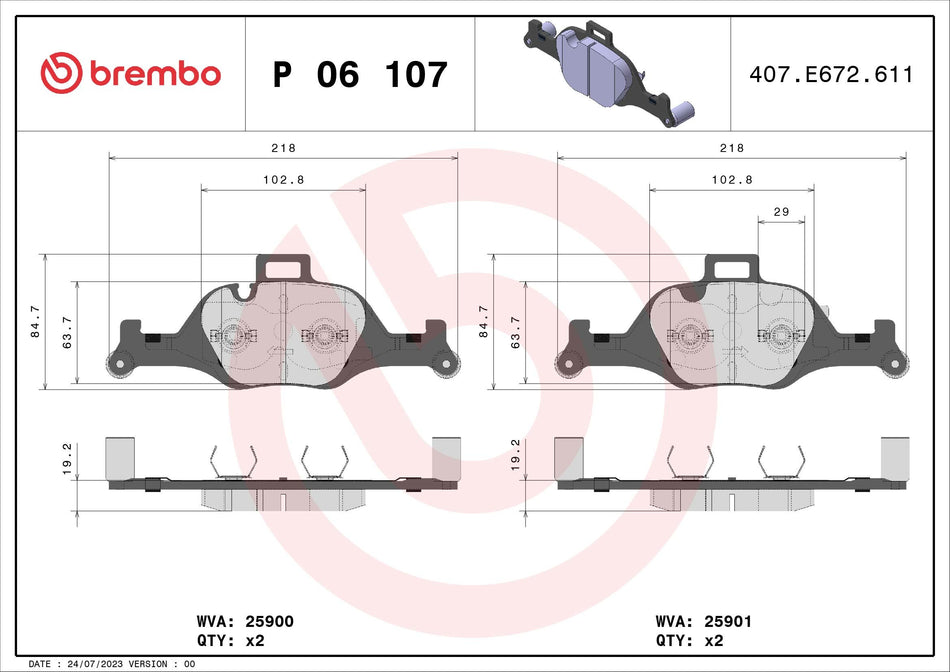 Brake Pad Set, disc brake - P 06 107