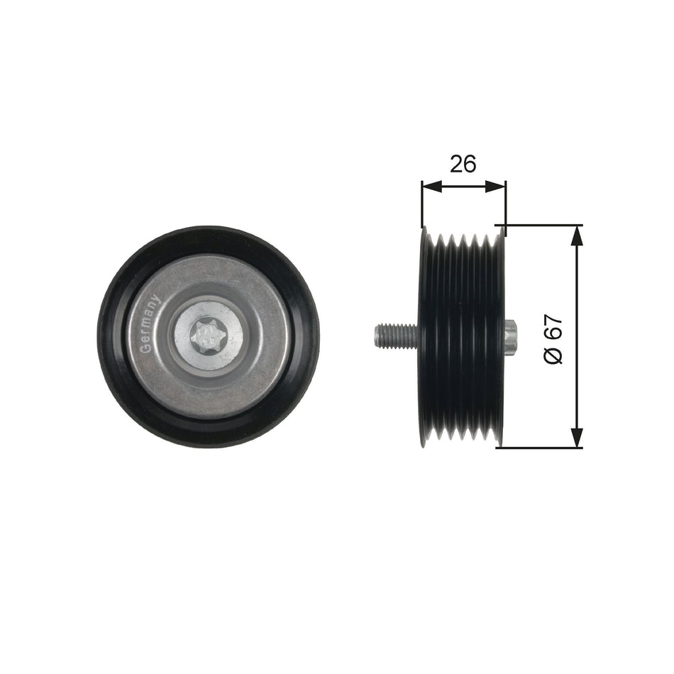 Deflection/Guide Pulley, V-ribbed belt - T36438
