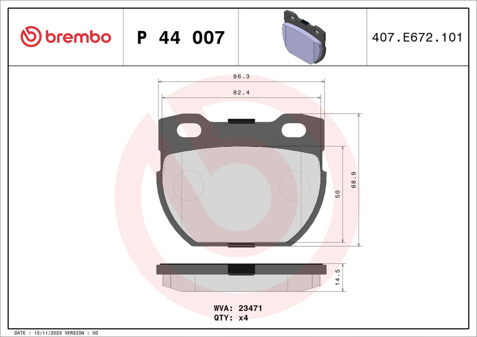 Brake Pad Set, disc brake - P 44 007