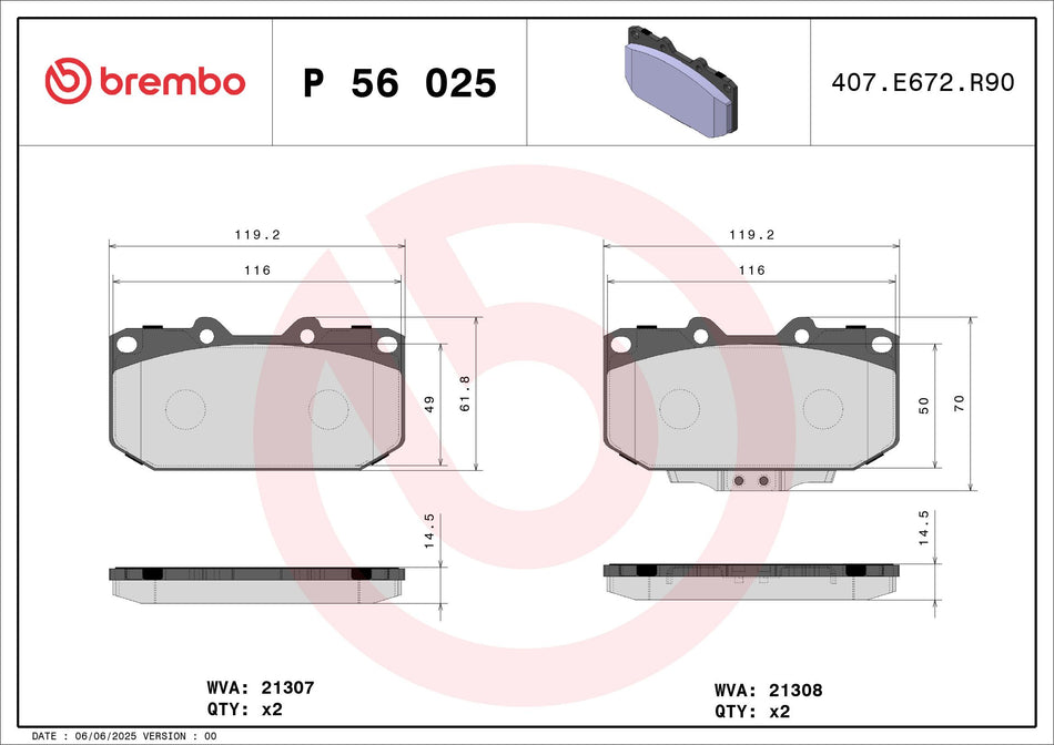 Brake Pad Set, disc brake - P 56 025