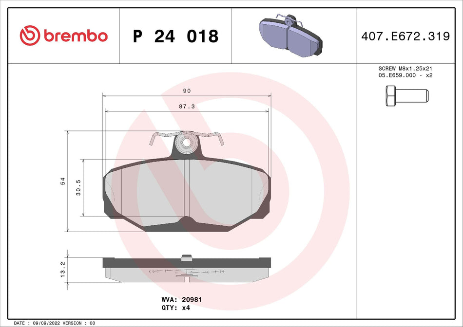 Brake Pad Set, disc brake - P 24 018