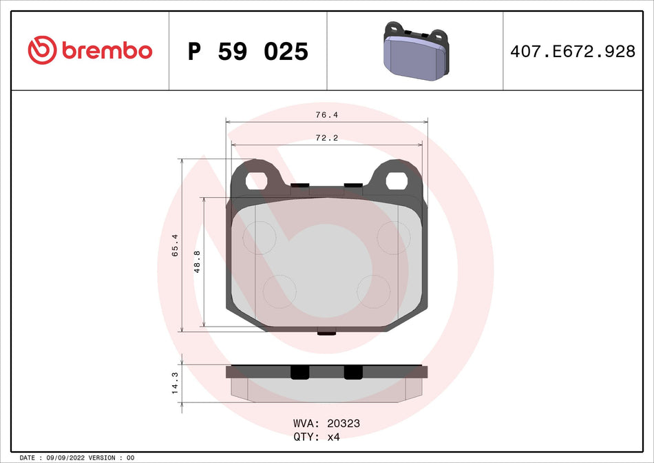 Brake Pad Set, disc brake - P 59 025