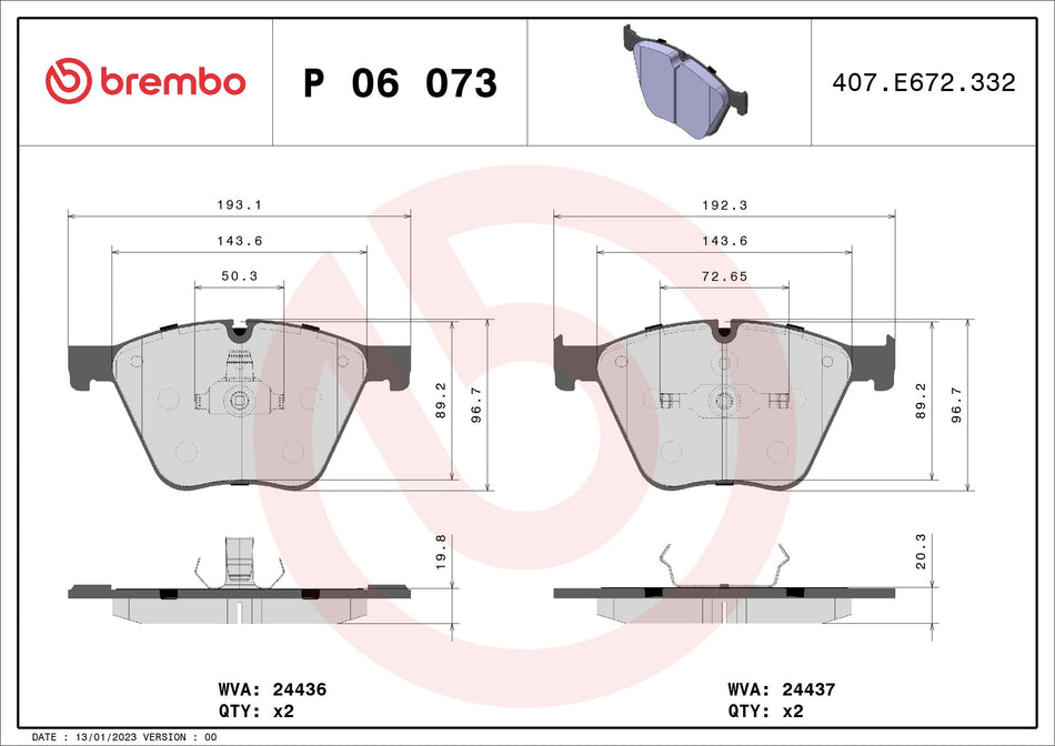 Brake Pad Set, disc brake - P 06 073