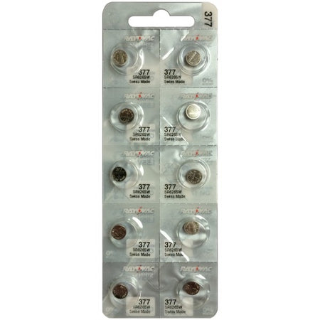 Coin Cell Battery 377 - Silver Oxide 1.55V - Strip of 10
