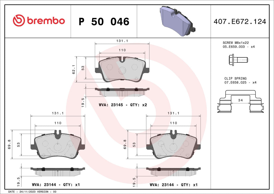 Brake Pad Set, disc brake - P 50 046