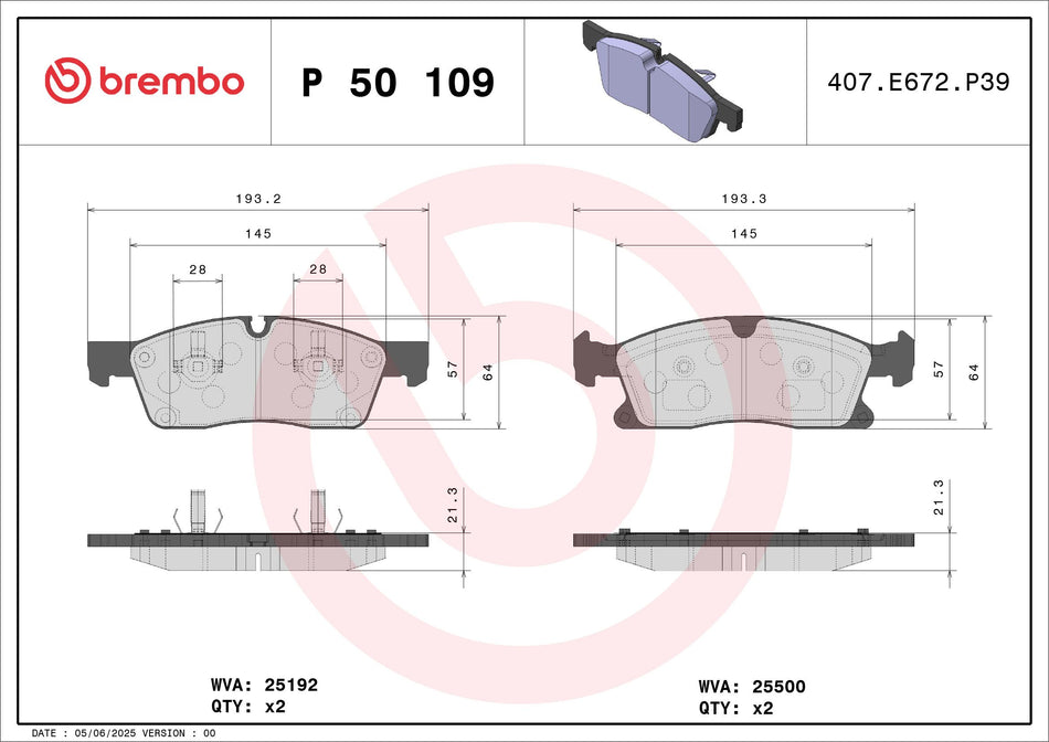 Brake Pad Set, disc brake - P 50 109
