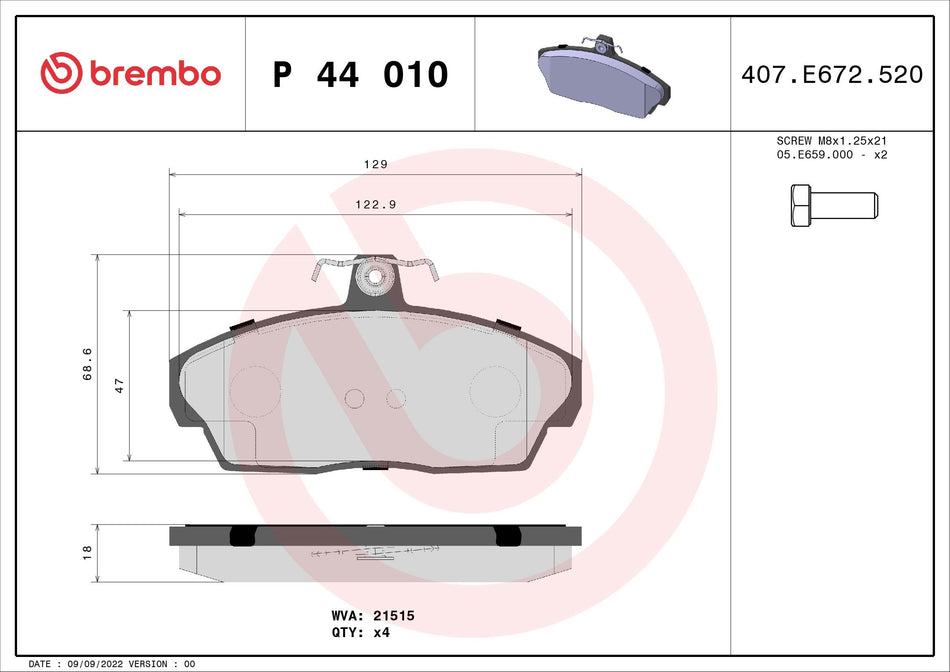 Brake Pad Set, disc brake - P 44 010