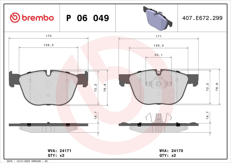 Brake Pad Set, disc brake - P 06 049
