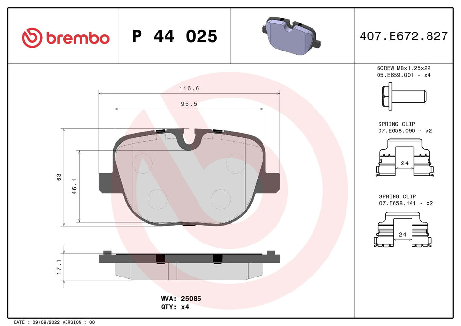 Brake Pad Set, disc brake - P 44 025