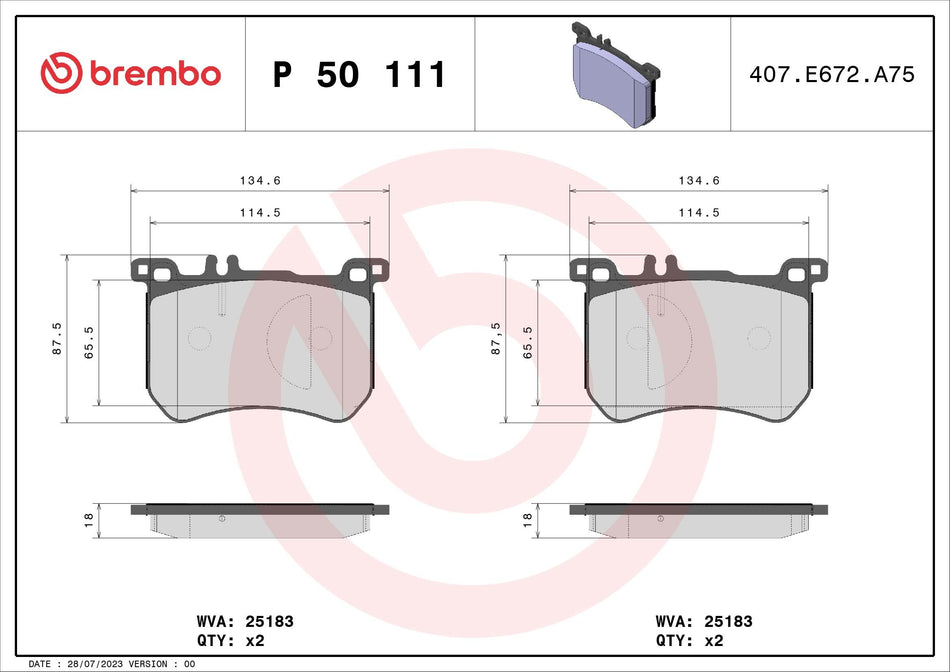 Brake Pad Set, disc brake - P 50 111