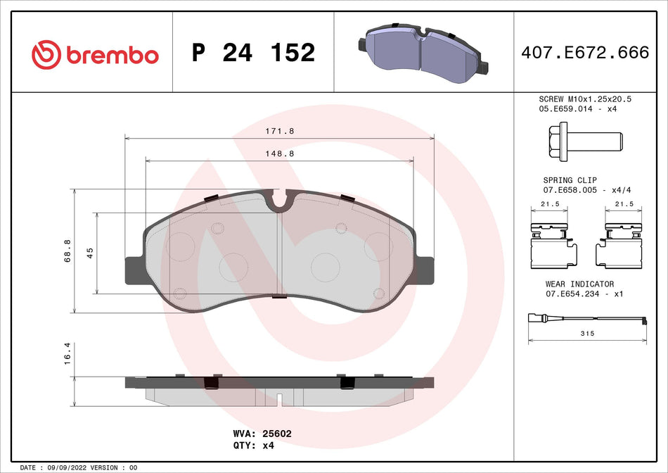 Brake Pad Set, disc brake - P 24 152