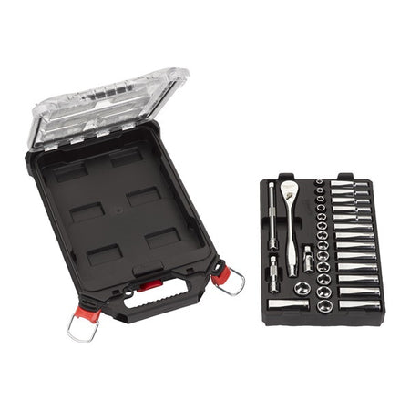 Metric 3/8in. ratchet + socket set (32 pc) in PACKOUT compact slim organiser