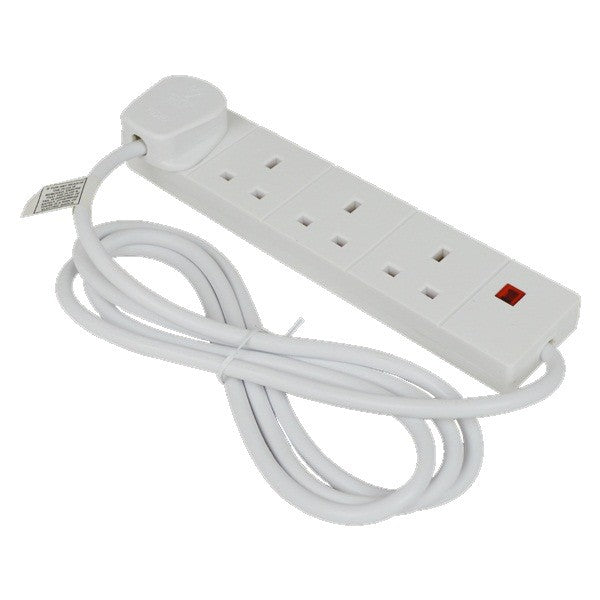 4 Way Extension Socket with Indicator - White - 2m
