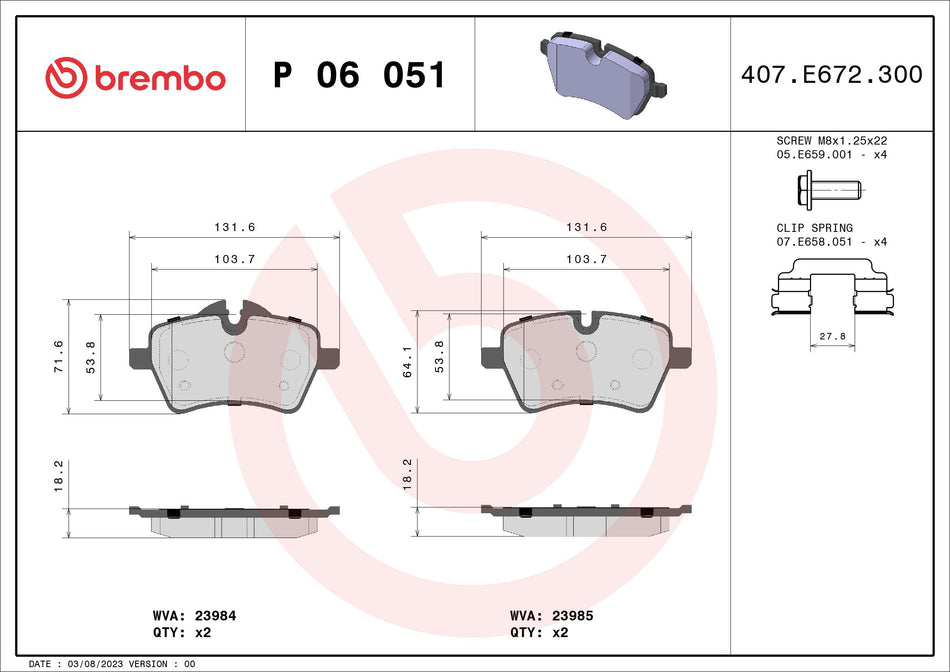 Brake Pad Set, disc brake - P 06 051