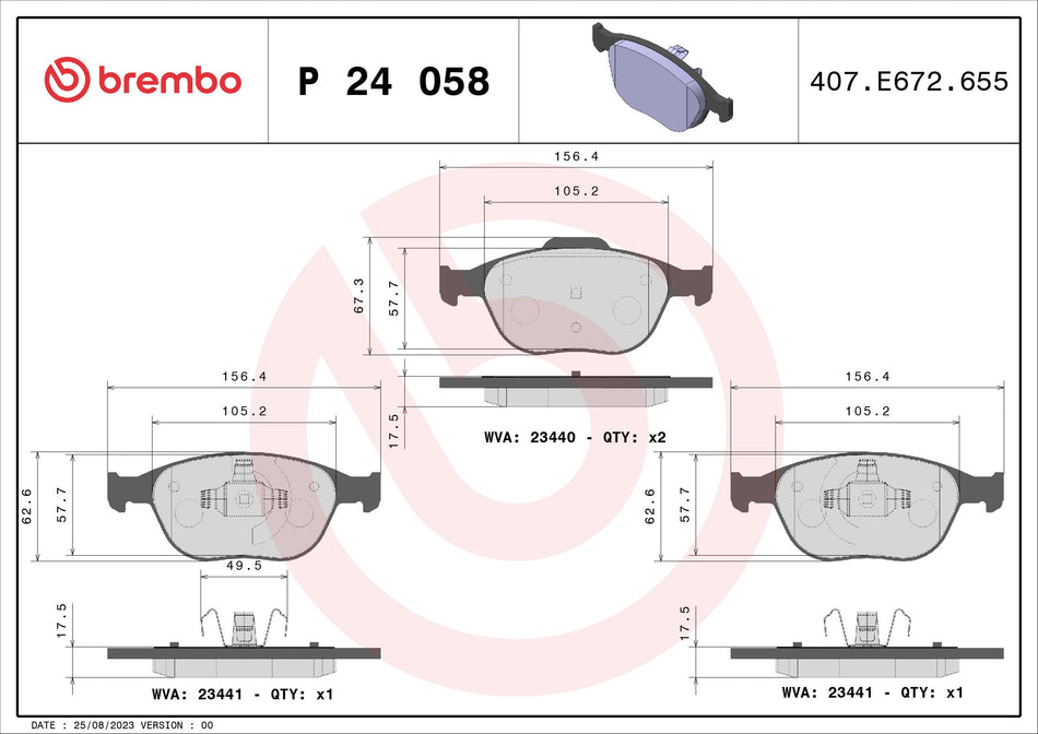 Brake Pad Set, disc brake - P 24 058