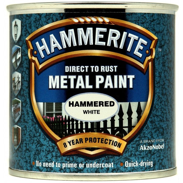 Direct To Rust Metal Paint - Hammered White - 250ml