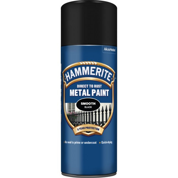Hammerite Direct To Rust Metal Paint - Smooth Black - 400ml
