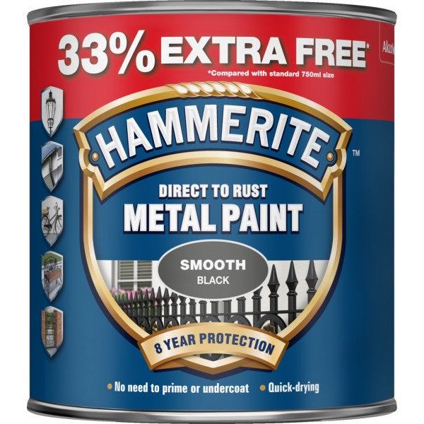 Direct To Rust Metal Paint - Smooth Black - 750ml +33% EF