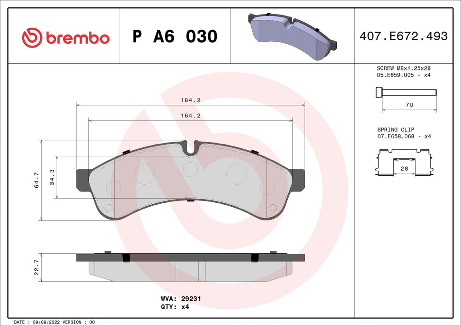 Brake Pad Set, disc brake - P A6 030