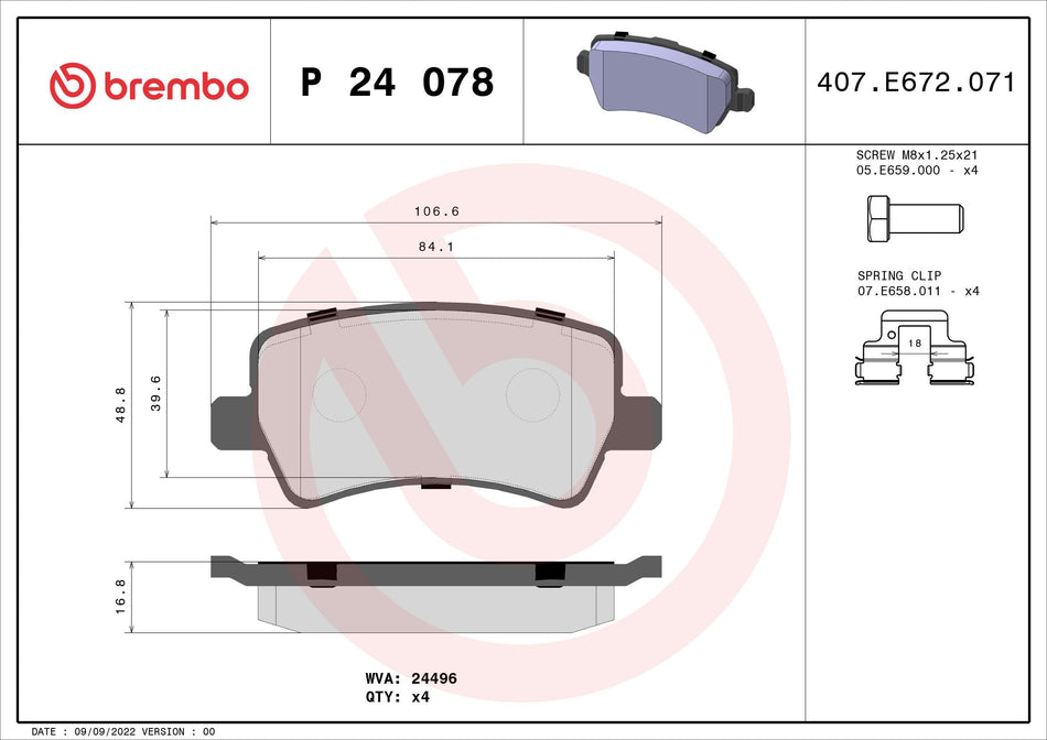 Brake Pad Set, disc brake - P 24 078