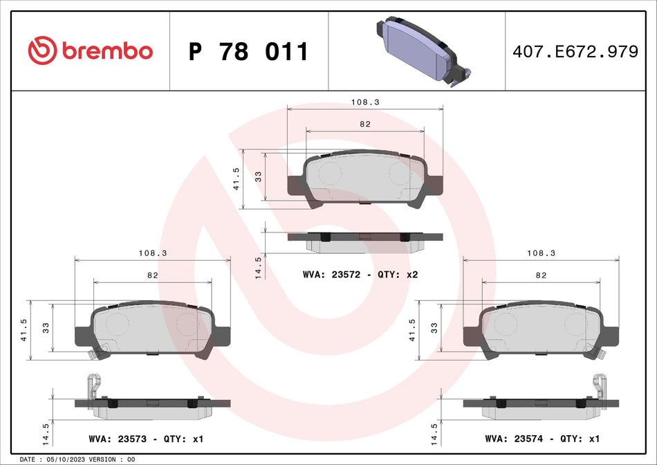 Brake Pad Set, disc brake - P 78 011