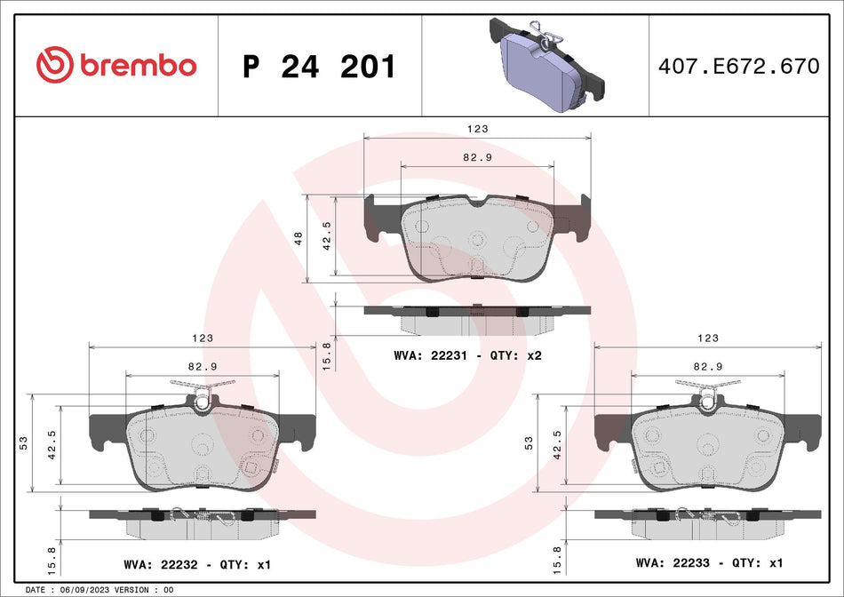Brake Pad Set, disc brake - P 24 201