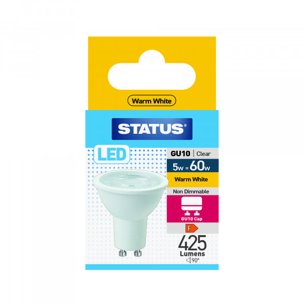 Status 5W - 60W LED Gu10 Warm White Clear 1Pk Box