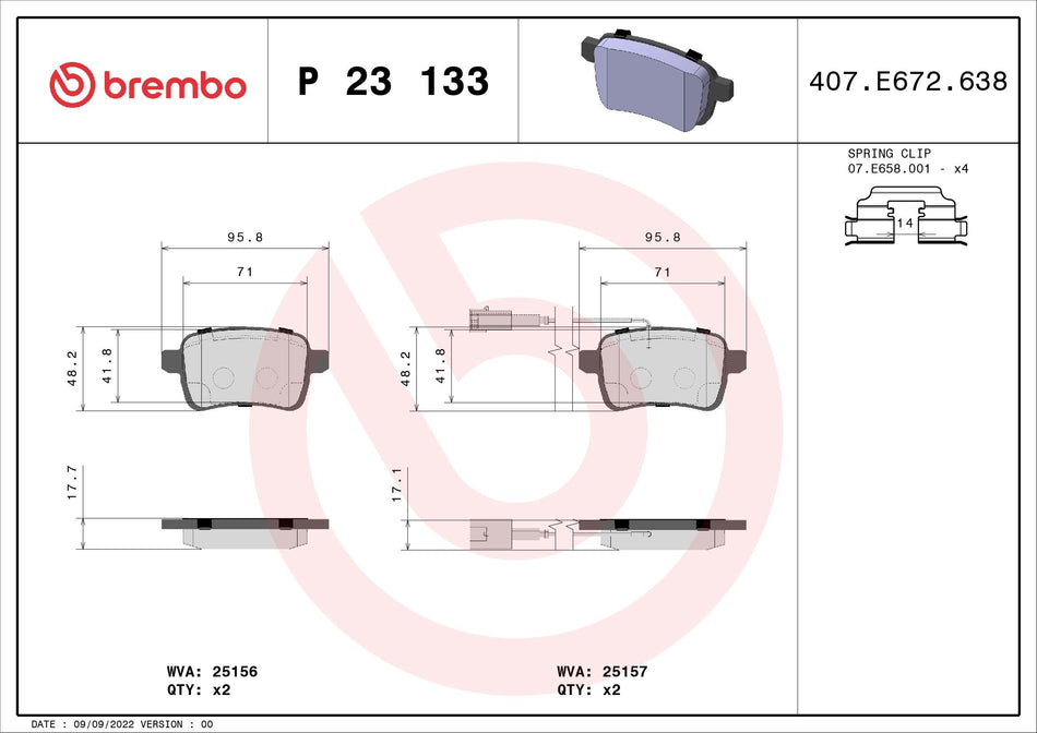 Brake Pad Set, disc brake - P 23 133