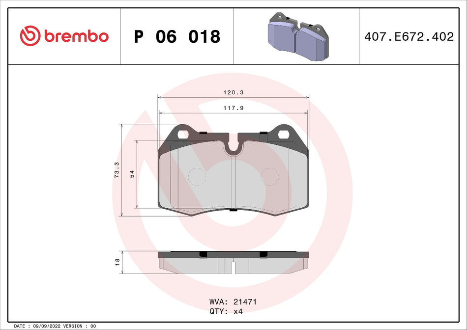 Brake Pad Set, disc brake - P 06 018