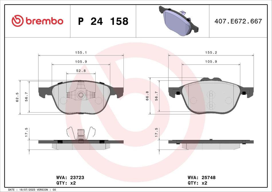 Brake Pad Set, disc brake - P 24 158