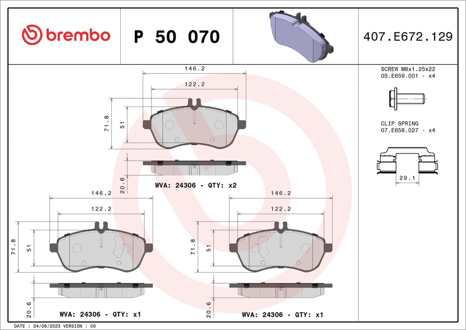 Brake Pad Set, disc brake - P 50 070
